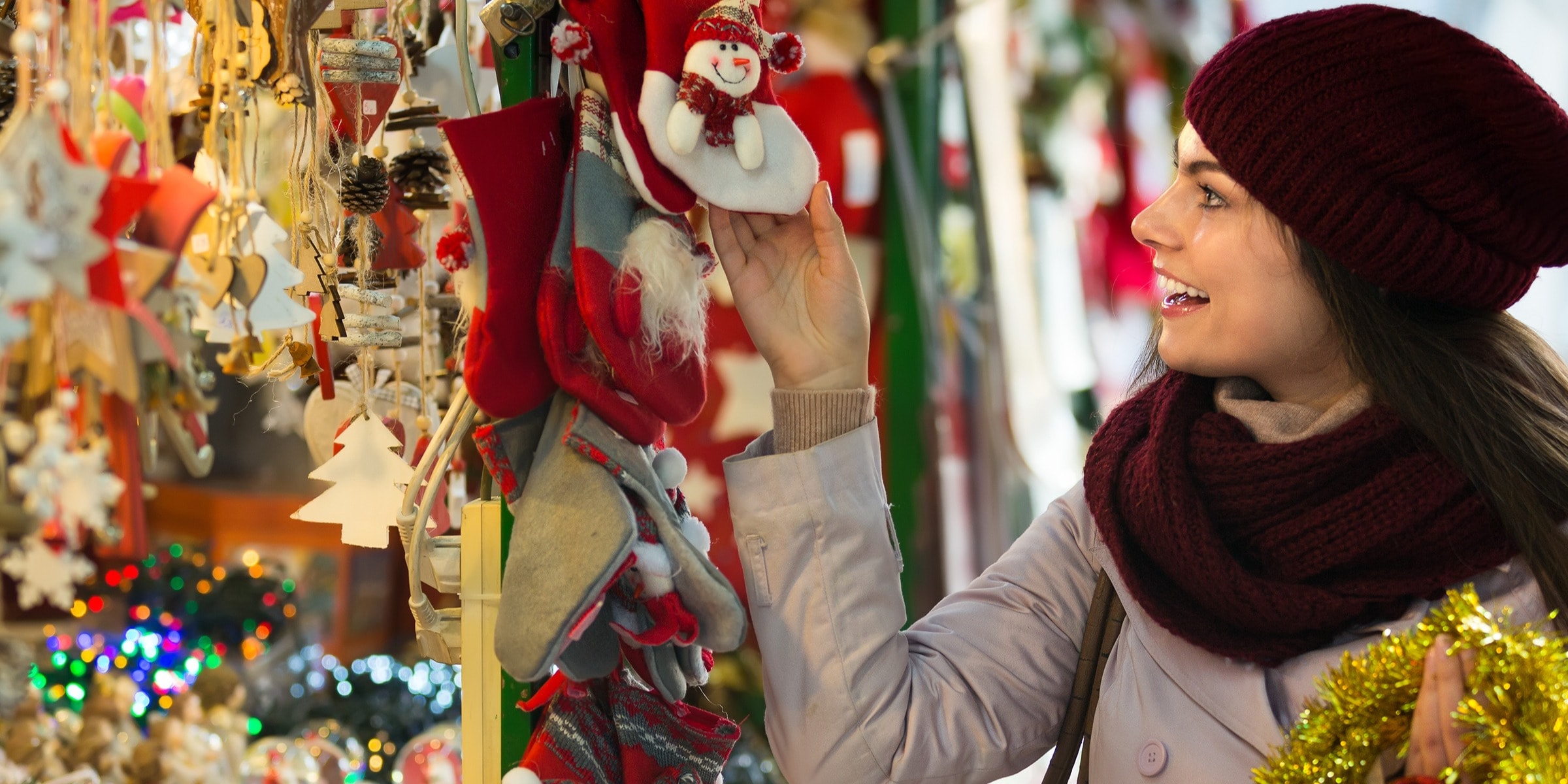 Young woman in a christmas market