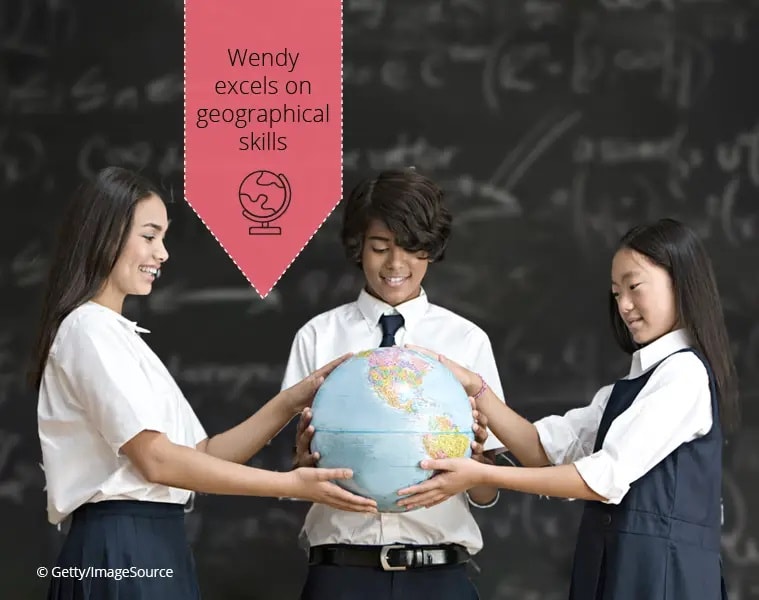 Wendy excels on geographical skills
