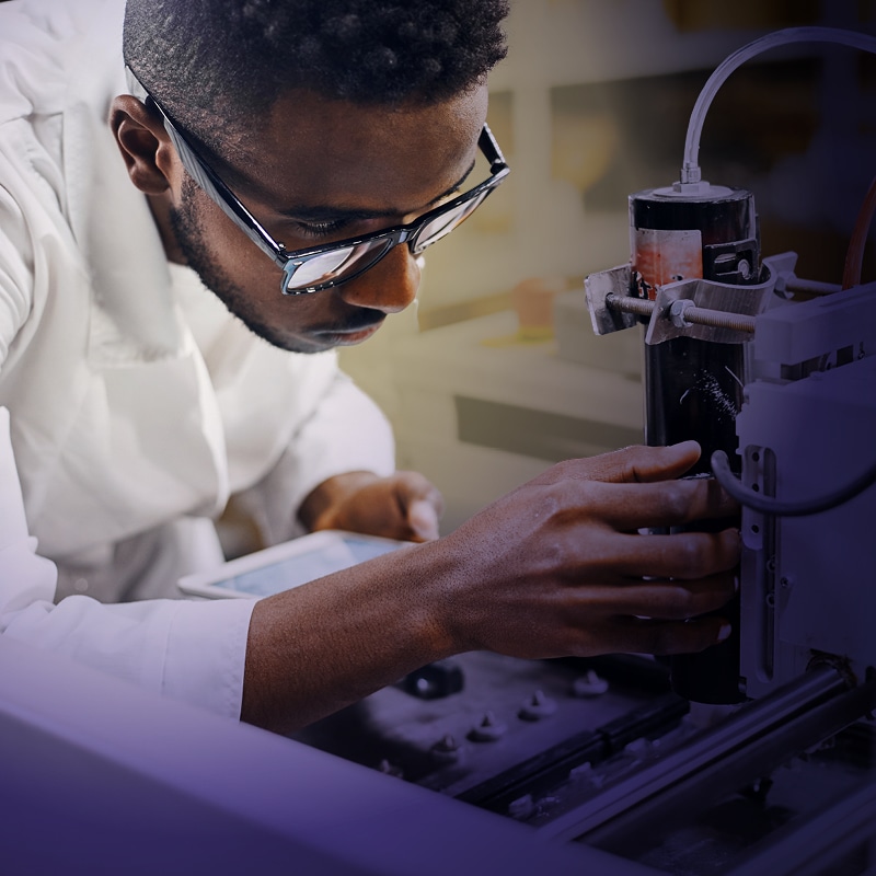 a young man using equipment