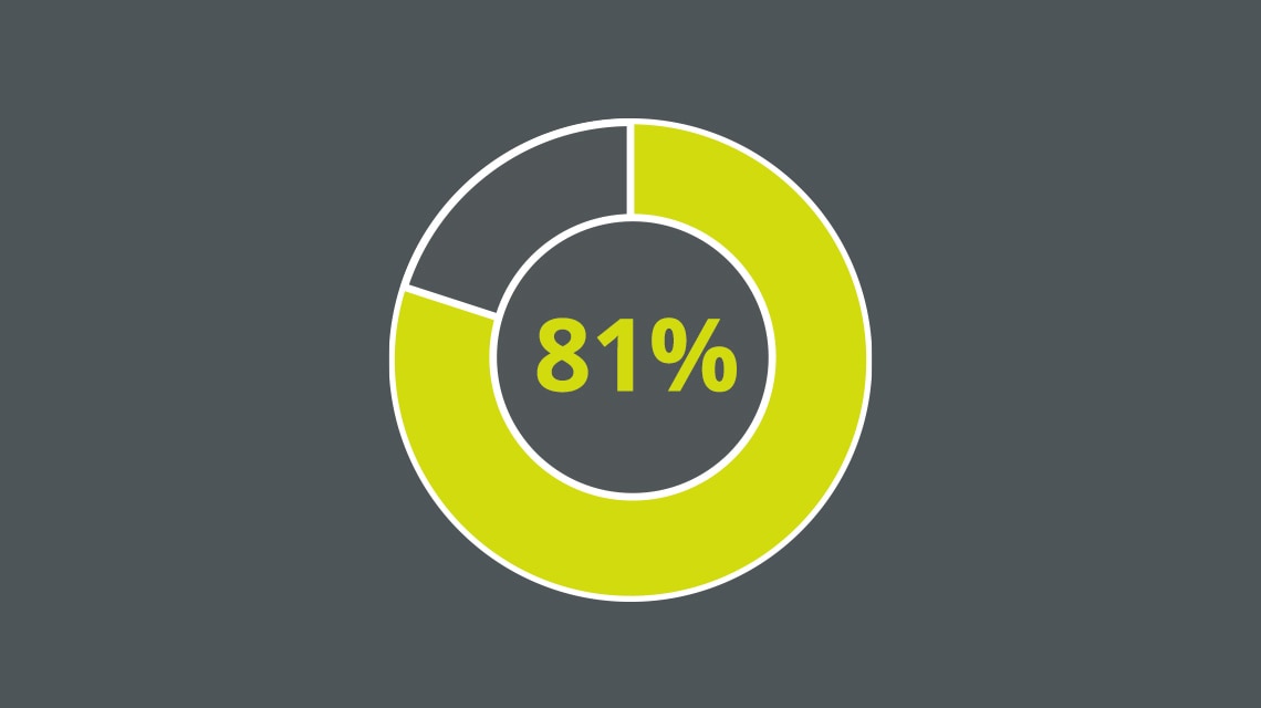 A doughnut graph shaded to represent 81%