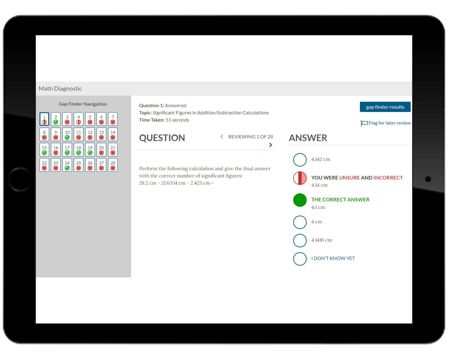  Example of an answer screen  