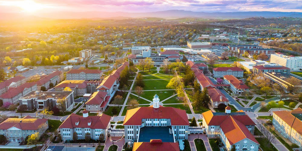 An aerial view of the blog author’s campus.