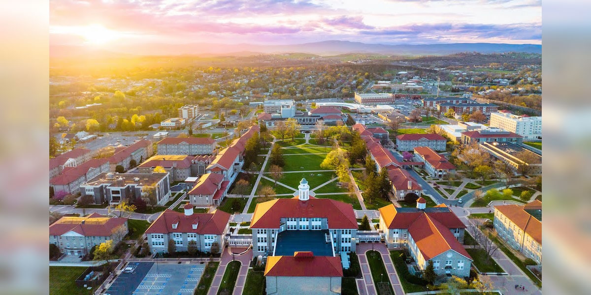 An aerial view of the blog author’s campus – James Madison University.