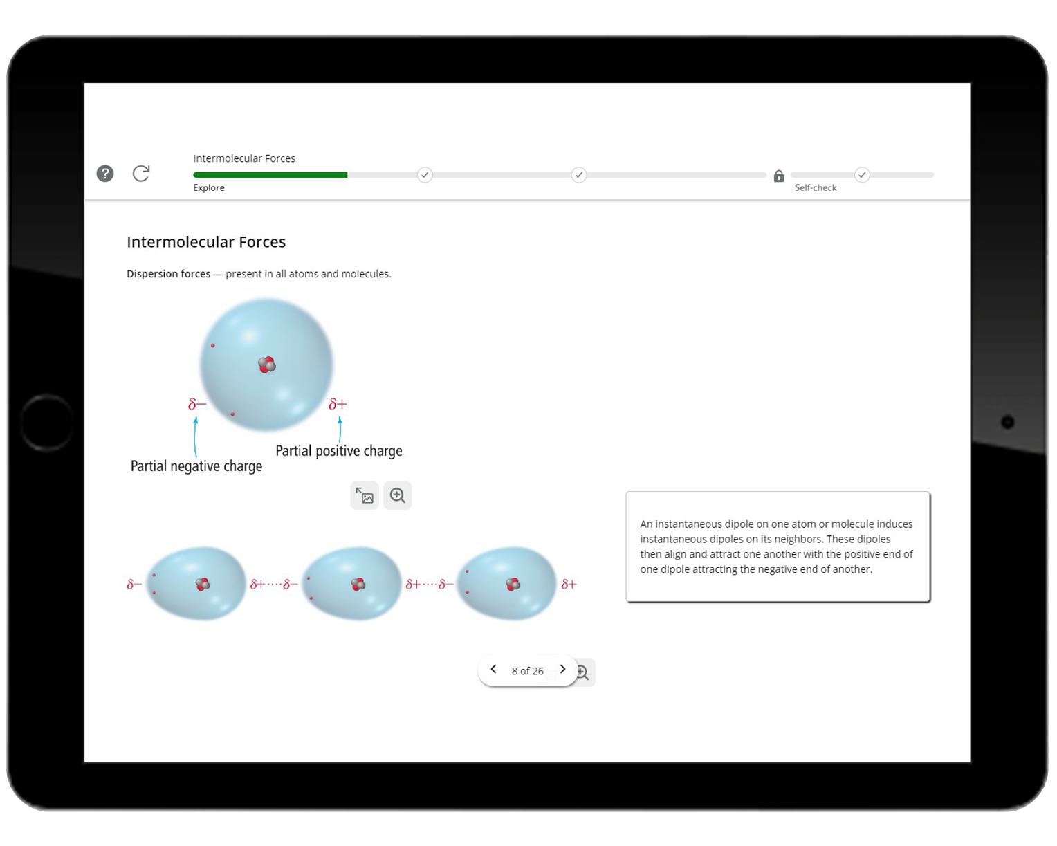 Example of an interactive problem on intermolecular forces