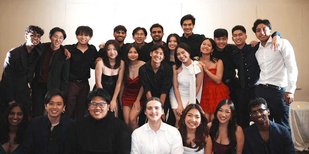 A group of college students at the University of Houston that are members of the Asian Student Business Association.