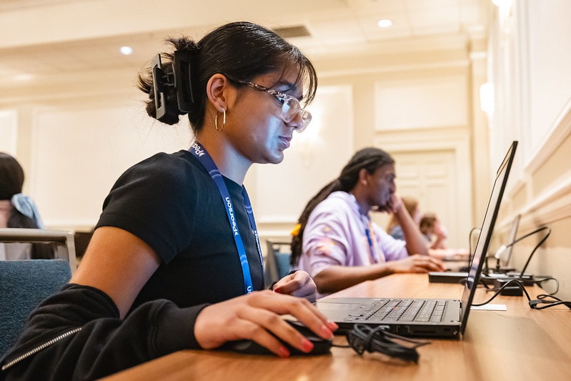 Students sitting at computers