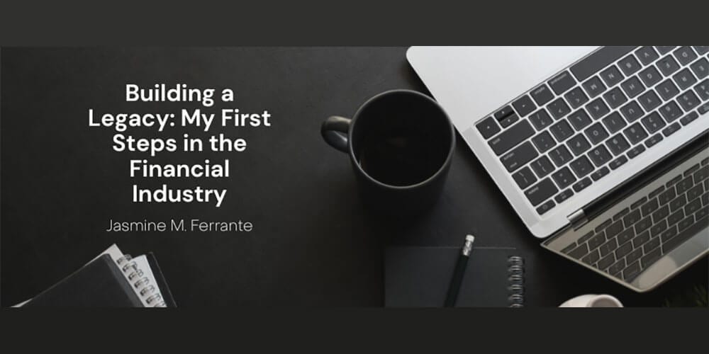 An overhead shot of a desk area with a computer, coffee mug, and notebook. The blog title appears in white letters.