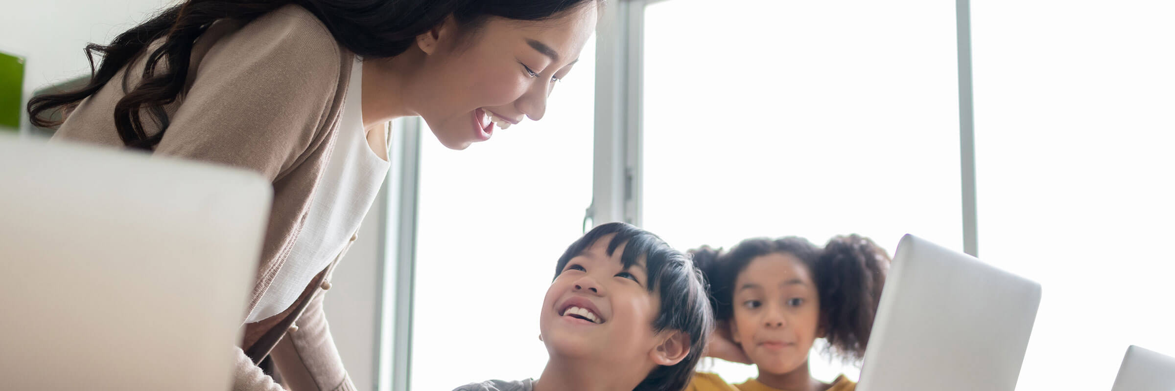 woman smiling with boy