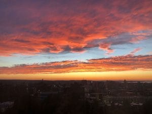 Blog author Maggie Parker took this photo of a colorful sunset in Syracuse, New York.
