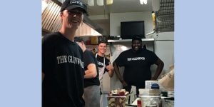 Blog author Will Cagnassola is shown in a restaurant kitchen with 2 of his co-workers.