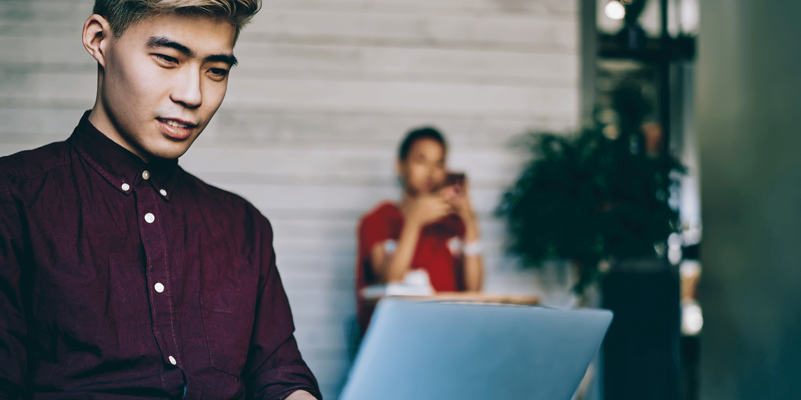 Young person looking at computer