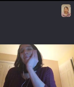 Screenshot of Taylor on a Skype call with her mentor.