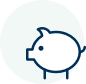 Outline of a cartoon pig representing a piggy bank.