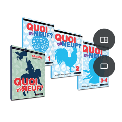 Image showing four text book covers for Quoi de Neuf french series.