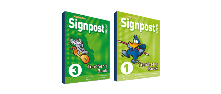 Australian Signpost Maths AC Teacher Book covers for year 1 and 3