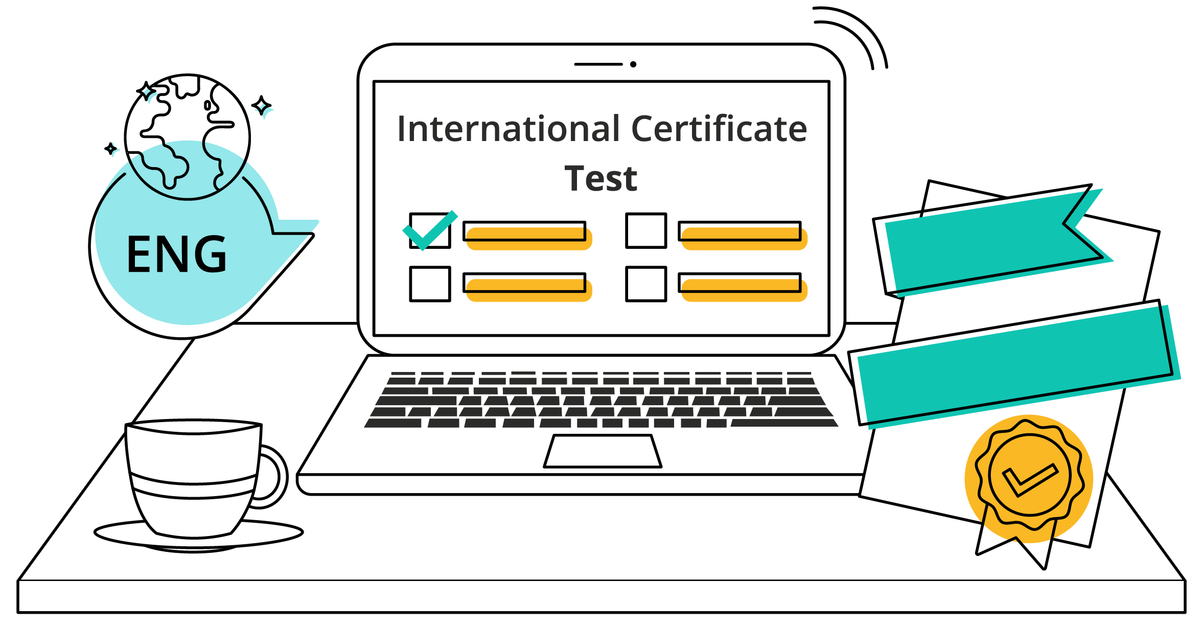International Certificate laptop illustration