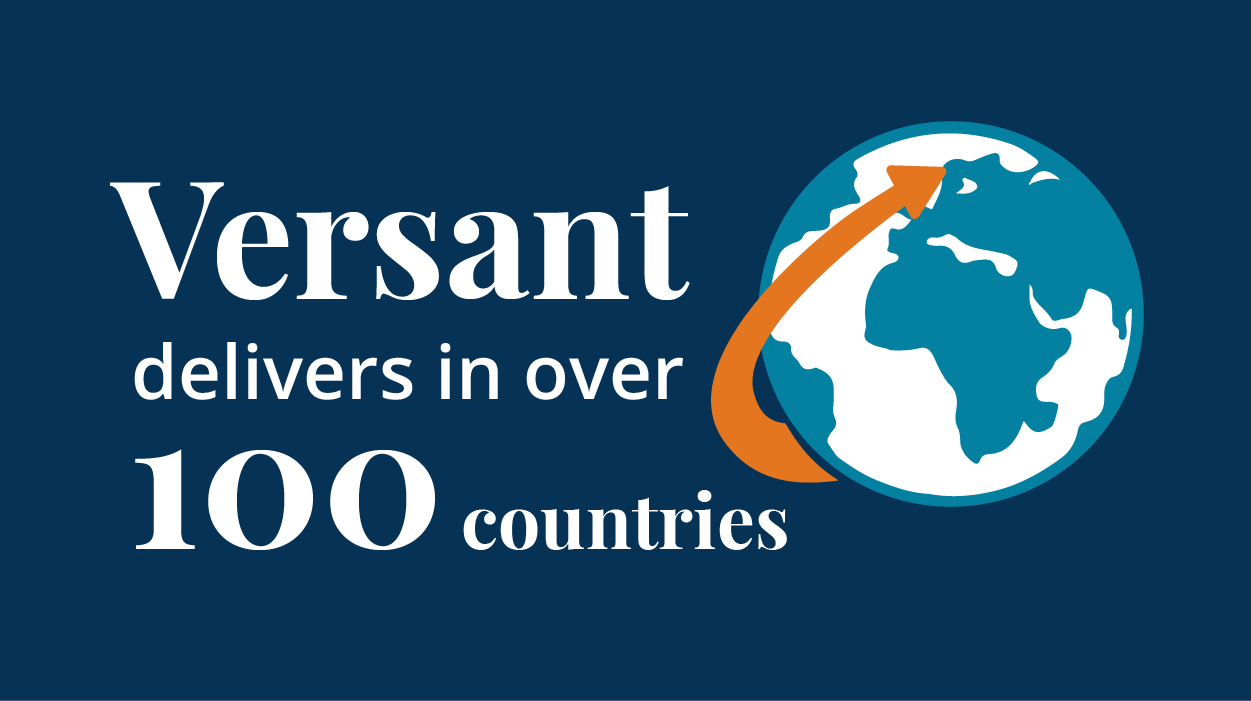 Versant infographic - available in 100 countries