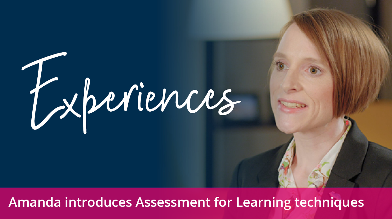 Assessment for learning promo image with photo of Amanda Davies