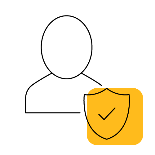 Outline of person with shield tick