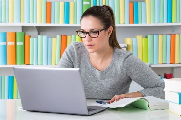 Young woman working on a laptop