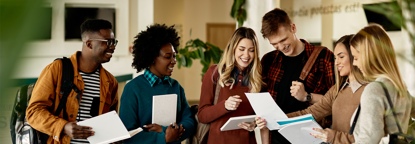 A group of students celebrating results
