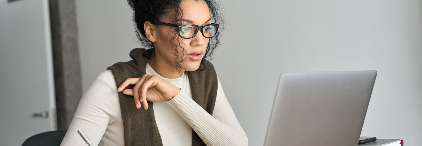 woman working on a laptop