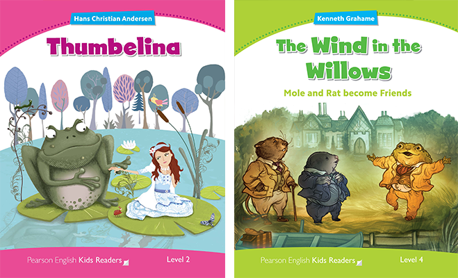 Pearson English Kids Readers -  Wind in the Willows and Thumbelina book covers