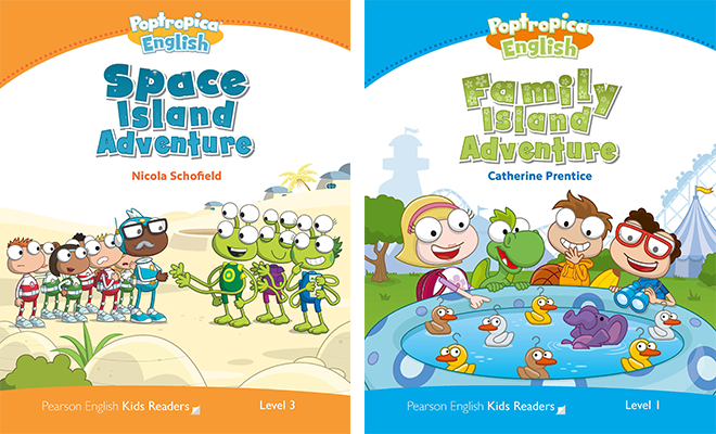 Pearson Englsih Kids Readers - Marvel’s Spiderman and Poptropica book covers 