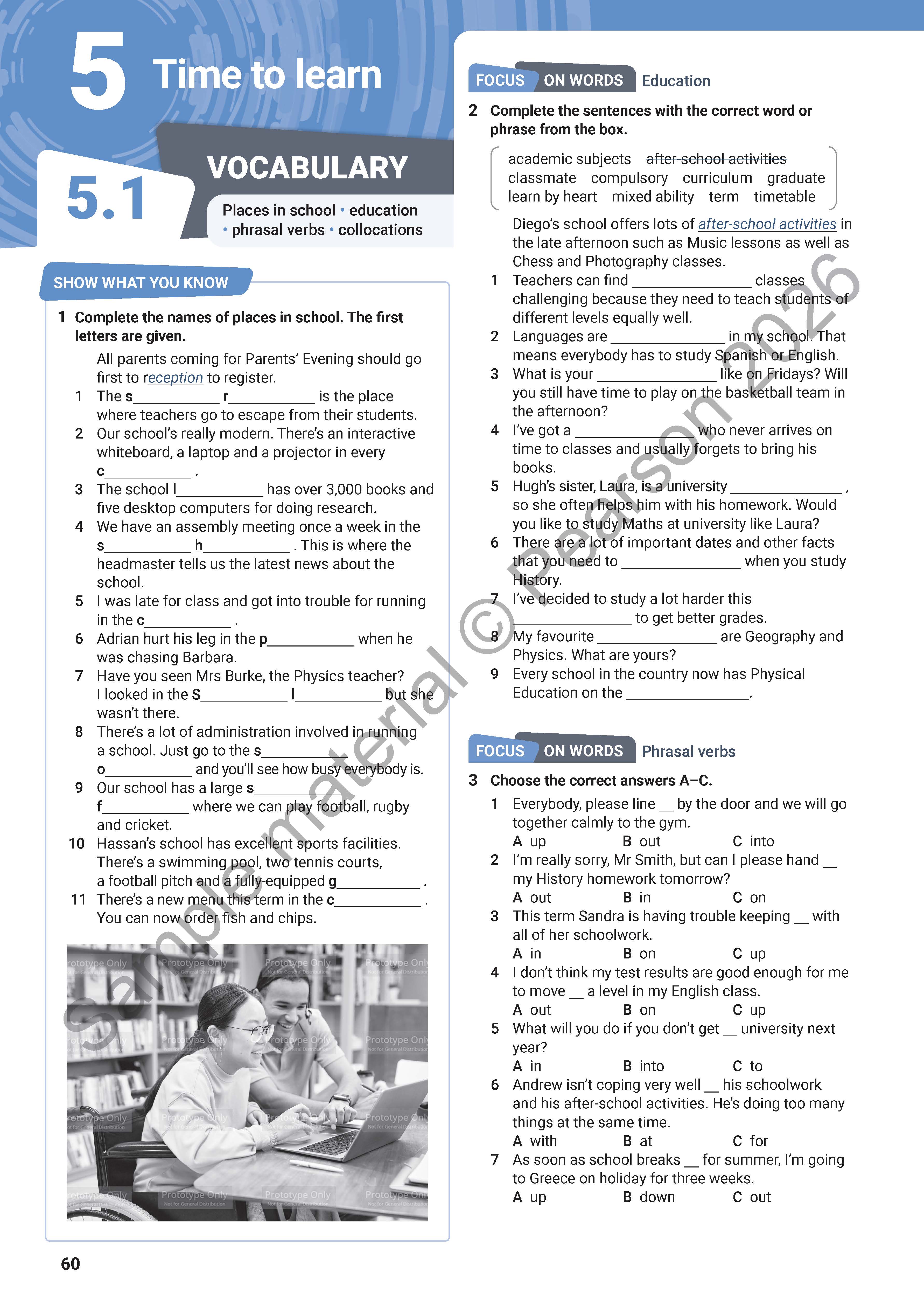 Focus Workbook Unit 5 sample page