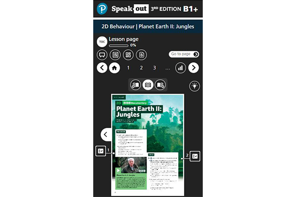 Speakout sample lesson - mobile, dark mode