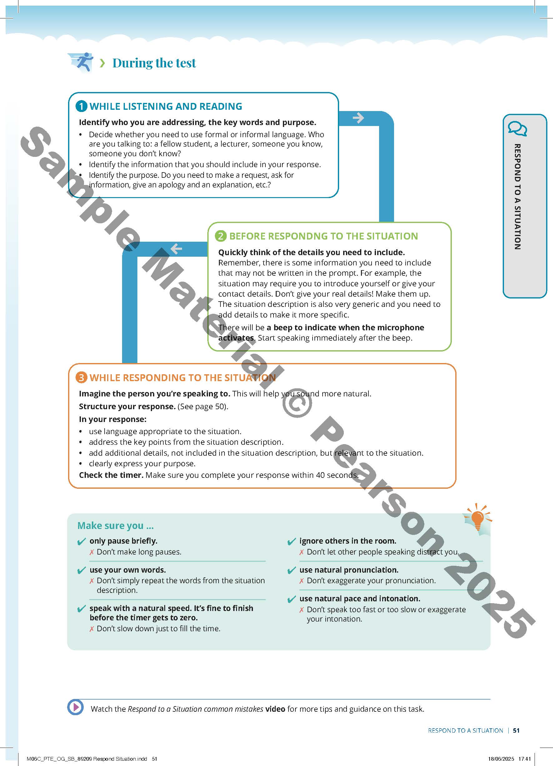 Sample page from The Official Guide to PTE Academic third edition