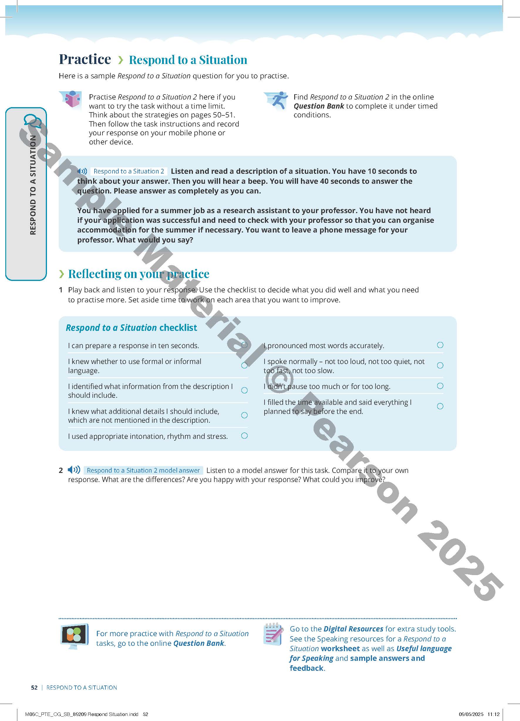 Sample page from The Official Guide to PTE Academic third edition
