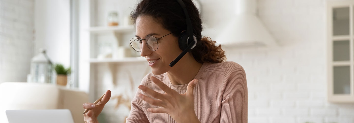 Female teacher at laptop