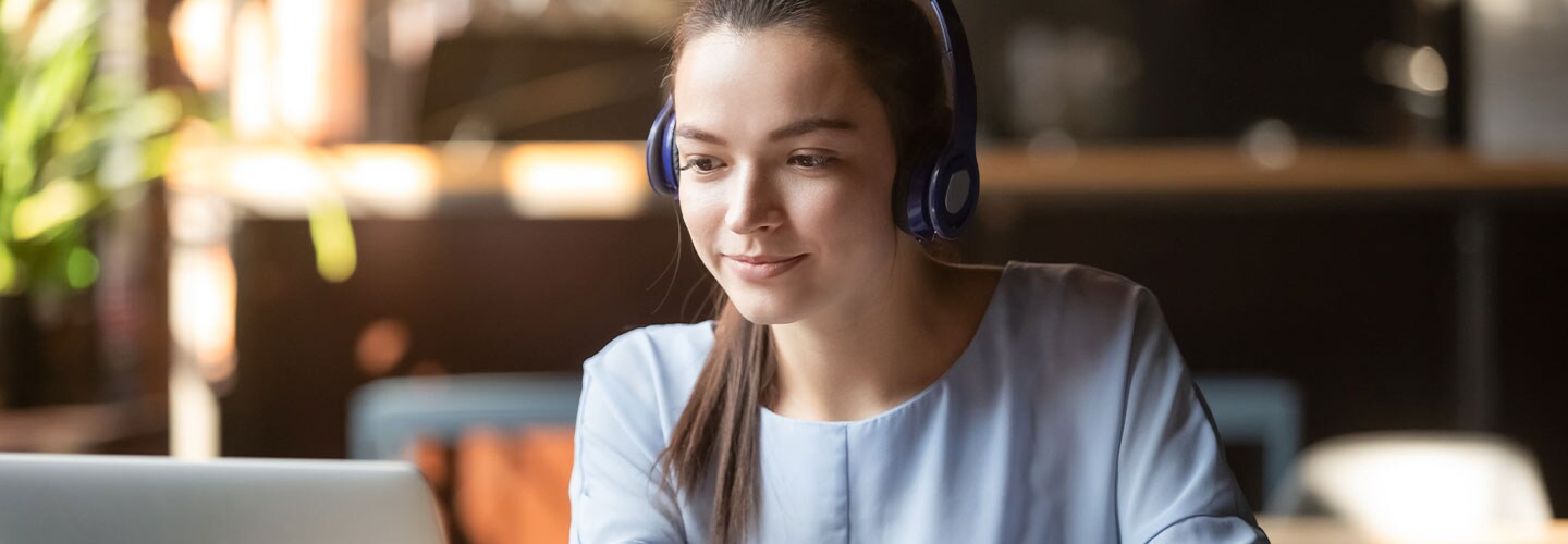 Woman studying online lesson