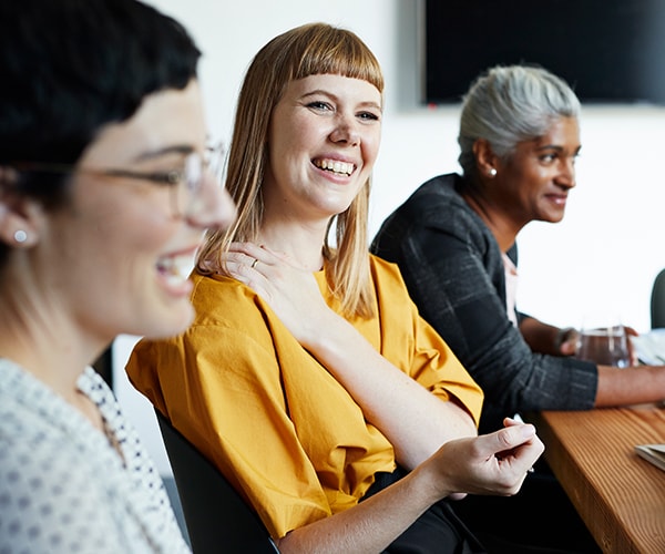 confident woman laughing