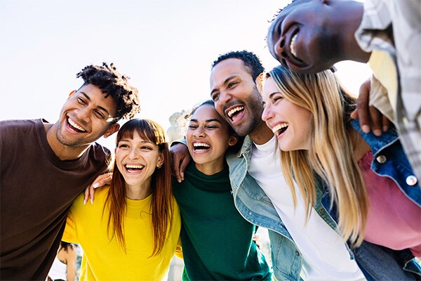 Friends laughing together