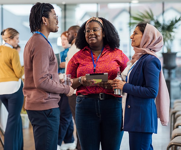 Students chatting to each other