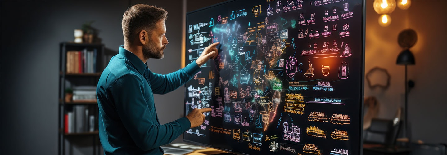 Teacher using virtual blackboard