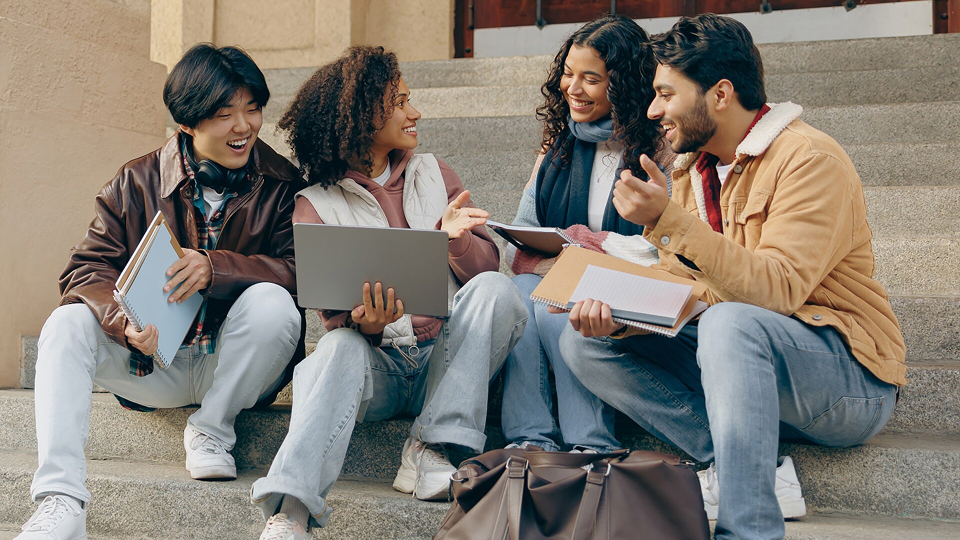 Friends having a picnic outside 