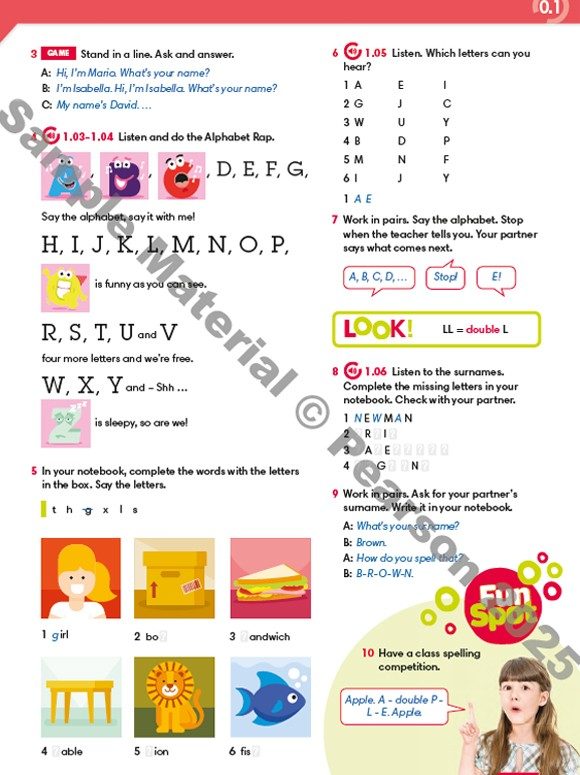 Strona przykładowa z zeszytu ucznia na poziomie A1