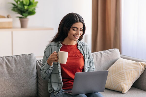 Image of girl with headphones taking a test