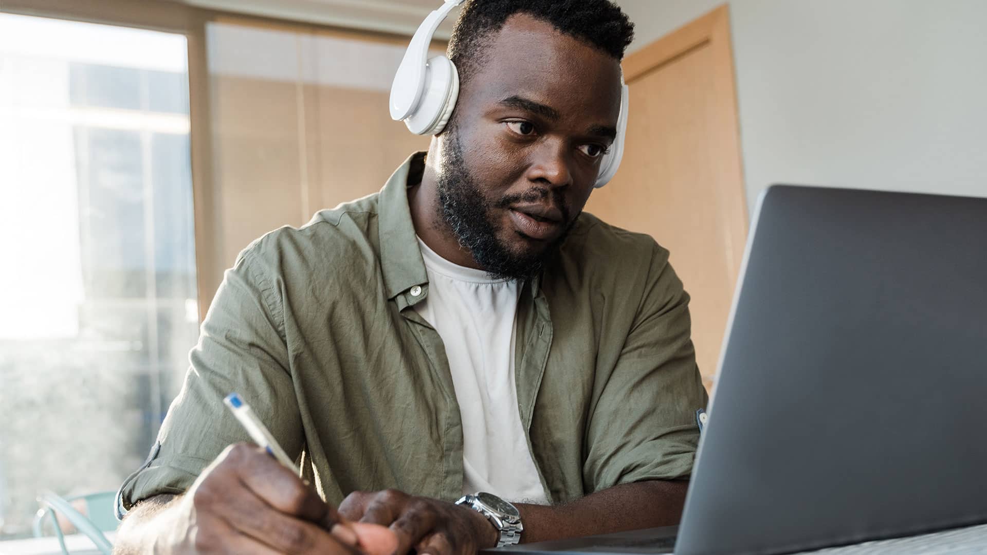 Image of two people talking