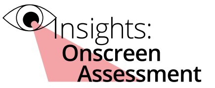 Spotlight on Onscreen Assessment wording in logo form, with light shining on the wording