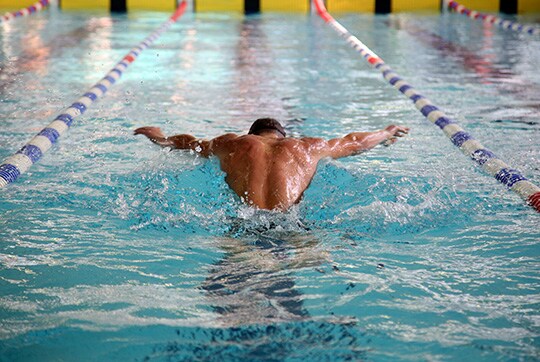 Photograph of student swimming
