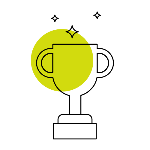 Trophy pictogram with lime green circle