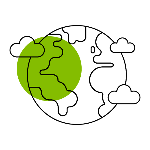 Pictogram of the globe with a fresh green background