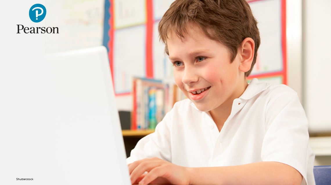 Male pupil in online tutoring session