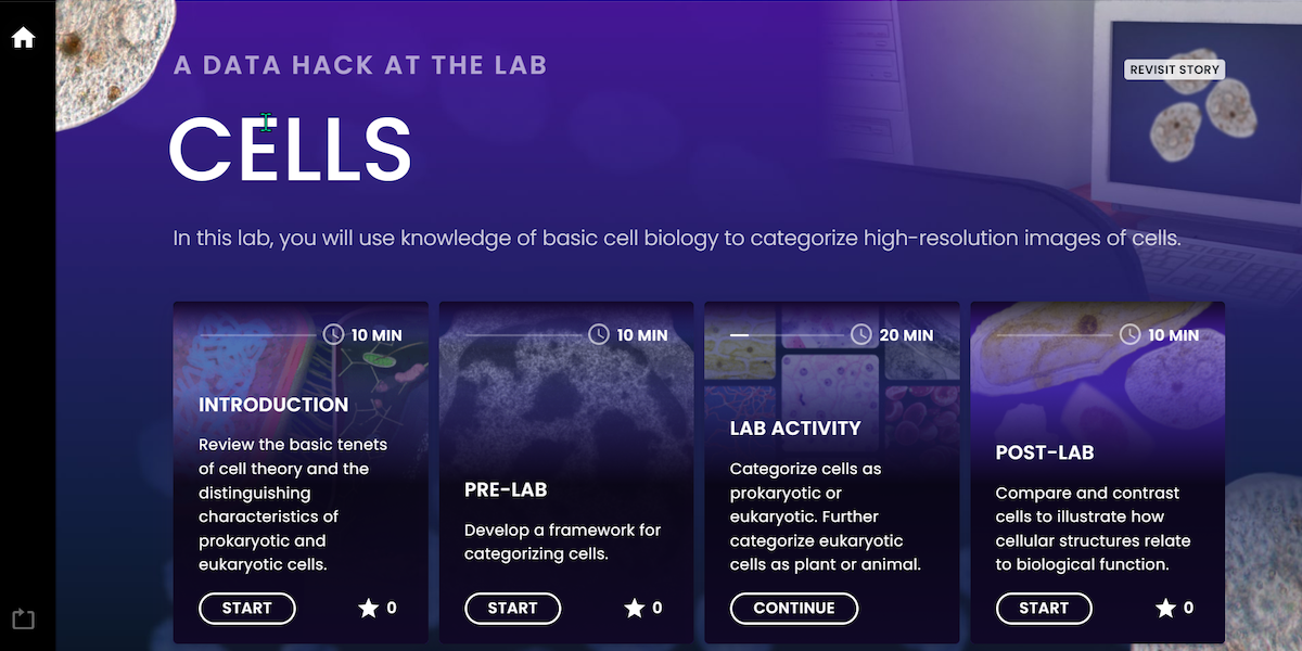 Screenshot of Pearson Interactive Lab - Cells